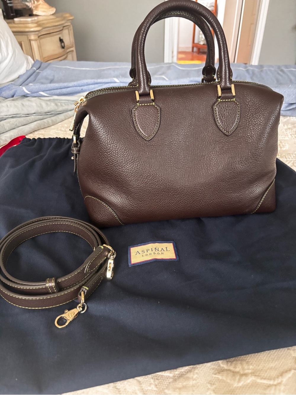 Aspinal of London Hudson Midi in Chocolate Milled Pebble - Picture 2 of 16